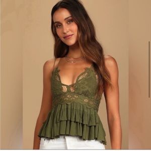 7. Free People Adella Cami Olive Sparrow, Moss